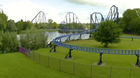 Walibi, Walibi World, Roller Coaster, Theme park, Biddinghuizen Stock Footage 145807034
