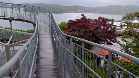 Walk Along Hiryukan Kairo Pathway at Amanohashidate View Land - Kyoto, Japan Stock Footage 336829844