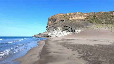Walk along an idyllic sandy beach Stock Footage 279178364