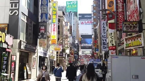 Walk along Kabukicho in Hyperlapse, fast motion Stock Footage 132376529