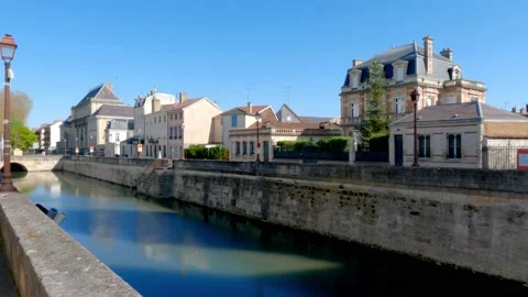 Walk along Marne river, Chalons en Champagne, France Stock Footage 153321144