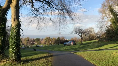 A walk along the park on a cold winter day in Dublin. Stock Footage 285337795