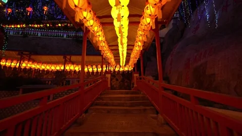 Walk along passage of lantern Stock Footage 150310618