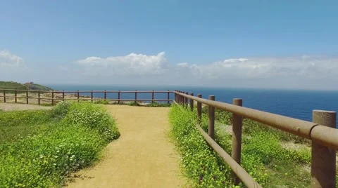 Walk Along Path Next to the Fence Stock Footage 63571066