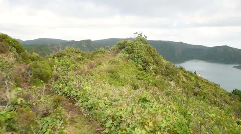 Walk Along the Peak of the Mountain Stock Footage 61048889