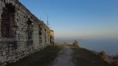 Walk along the stone wall of the Anakopia fortress Stock Footage 164470469