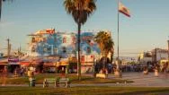 Walk Along Venice Beach Boardwalk At Sunset. Motion Timelapse (Hyperlapse) View Stock Footage