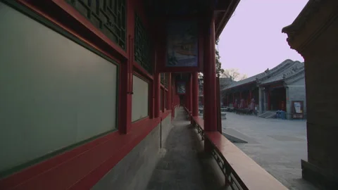 Walk in ancient buildings in China Stock Footage 130983462