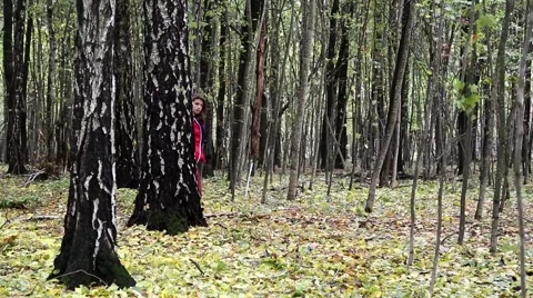Walk in the autumn forest Stock Footage 58936655