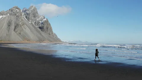 Walk on beach in Iceland Video stock 229862855