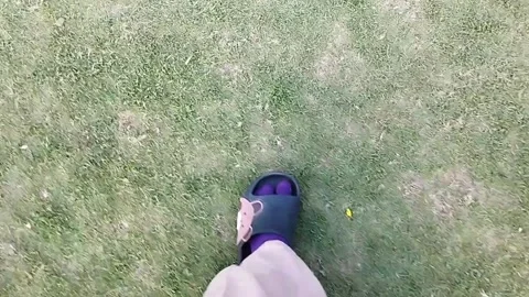 Walk on the beautiful grass Stock Footage 218264104