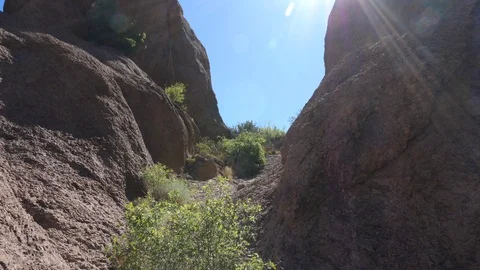 Walk In Between Mountain Rock Stock Footage 112884537