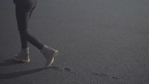 Walk on the black beach Video stock 131179821
