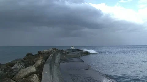 Walk breakwater Stock-Footage 12049867