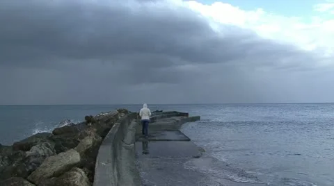 Walk breakwater Stock Footage 12049931