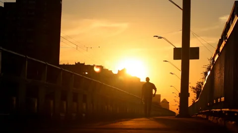 Walk on the bridge Stock Footage 55869227
