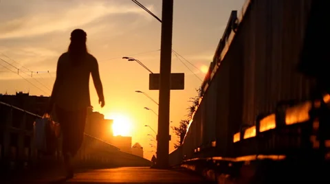 Walk on the bridge Stock Footage 55869246