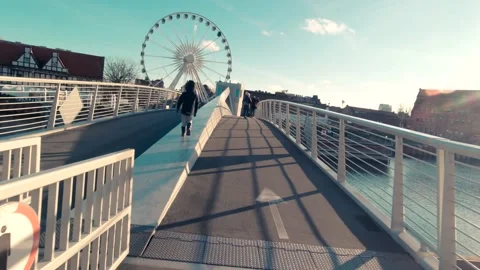Walk on the bridge Stock Footage 145685349