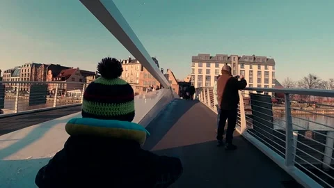 Walk on the bridge Stock Footage 145877701