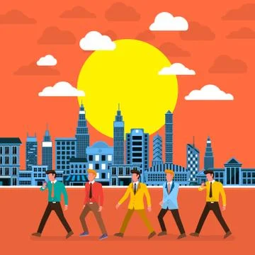 Walk on city Stock Illustration