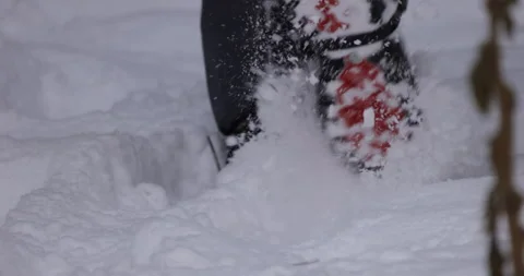Walk in clear deep snow, 4K slomo close-up Stock Footage 163964059