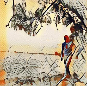 Walk on the coast Stock Illustration