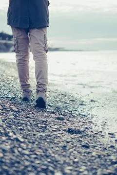 A walk on coastline Stock Photos