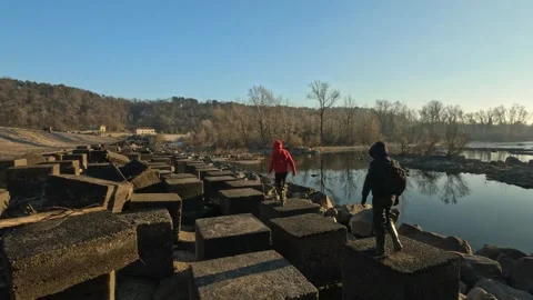 Walk on the dam Stock Footage 259722160
