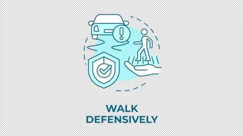 Walk defensively blue concept icon animation Stock Footage 341020482