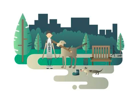 Walk with a dog Stock Illustration