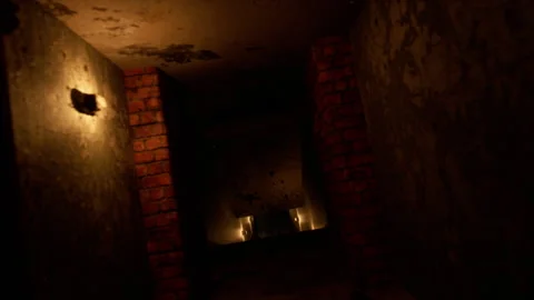 A walk down a creepy, abandoned corridor Video stock 267564376