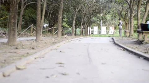 Walk down pathway in park in El Salvador Central America Bicentenario Stockbeeldmateriaal 145863520