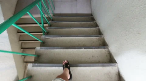 Walk down the stair Stock Footage 48164645