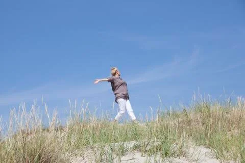 Walk in the dunes Stock Photos