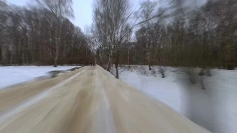 A walk in the early, still cold spring in the city park on a weekend,hyperlap Stock Footage 150841651