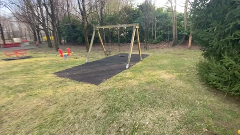 Walk in empty children's playground Stock Footage 236261639