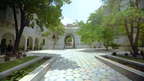 Walk-In Entry to Courtyard Stock Footage 314147451