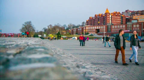 Walk in the evening city Stock Footage 37086120