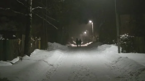 Walk in the evening fog winter Stock Footage 147101387