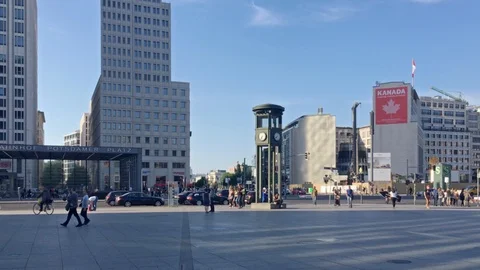 Walk At Famous Potsdamer Platz In Berlin In Summer Stock Footage 89943662