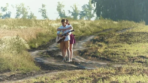 Walk in the field. Video stock 79229802