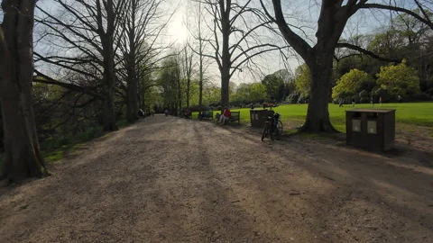A walk on the footpath in the park. Stock Footage 272378636
