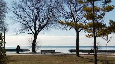 Walk by the Lake Stock Footage 33418880