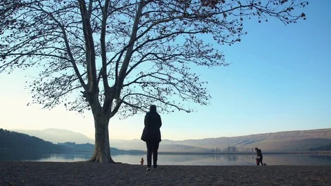 A Walk by the Lake Stock Footage 84894766