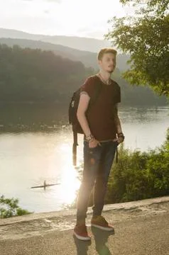 Walk on a lake Stock Photos
