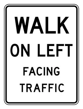 Walk on left facing traffic sign, R9-1, US road sign Stock Illustration