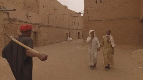 Walk in M'hamid, a small oasis town in southern Morocco, Africa in 4K Stock Footage 92103585