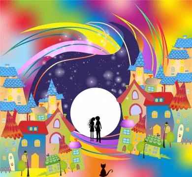 Walk in the moonlight Stock Illustration