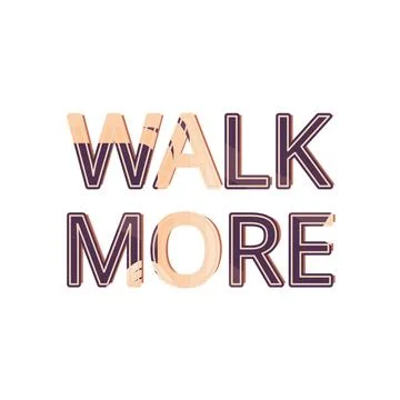 WALK MORE white background text mask with color echo glow shadow Stock Illustration