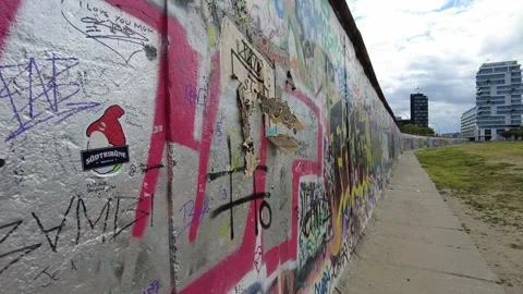 Walk next to The Berlin Wall Stock Footage 282190180